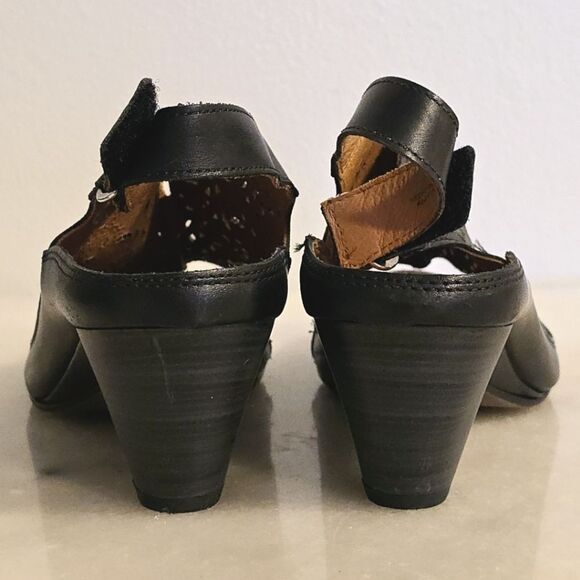 PIKOLINOS Java W5A Black Leather Leaf Laser Cut Sling Back Heeled Sandals 7.5 - Picture 7 of 9